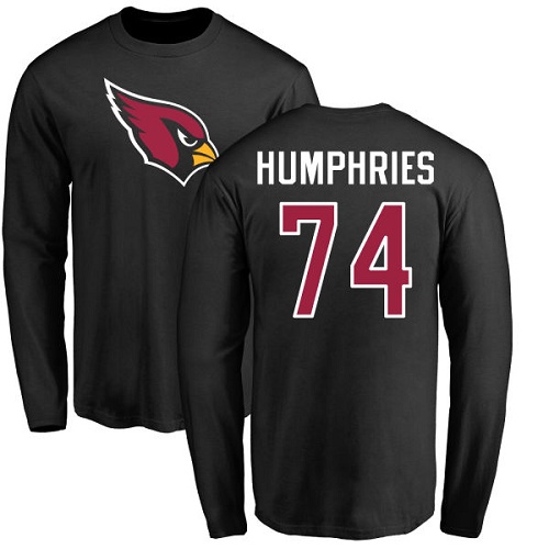 Arizona Cardinals Men Black D.J. Humphries Name And Number Logo NFL Football 74 Long Sleeve T Shirt